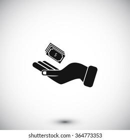 Hand money icon vector