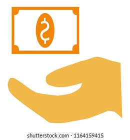 hand and money icon.Vector