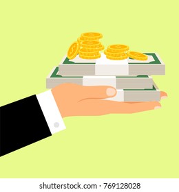 Hand and money motivation poster vector illustration