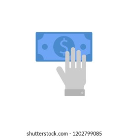 Hand, money, pay, payment two color blue and gray icon