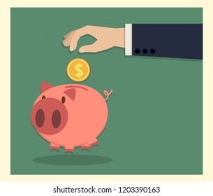 Hand and money with piggy bank save money for business startup for investment,retirement,savings for the future