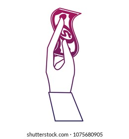 Hand with money purple lines