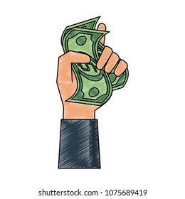 Hand with money scribble