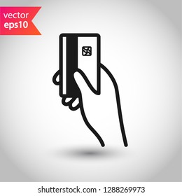 Hand with money symbol. Money flat vector icon. Cash icon. 
