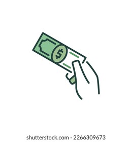 Hand with Money vector Corruption concept colored icon or design element