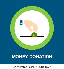 Hand with money vector icon. filled flat sign for mobile concept and web design. Dollar coin and hand glyph icon. Investment symbol, logo illustration