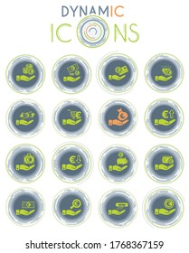 hand and money vector icons on white background with dynamic lines for animation for web and user interface design