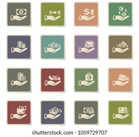 hand and money vector icons for web and user interface design