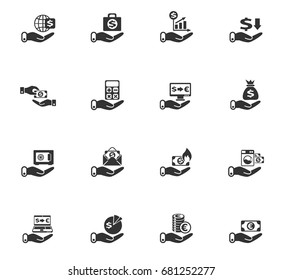 hand and money vector icons for web and user interface design
