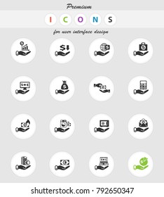 hand and money vector icons for web and user interface design