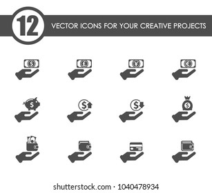 hand and money vector icons for your creative ideas