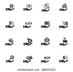 hand and money web icons for user interface design