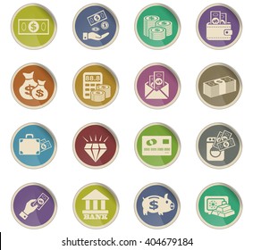 hand and money web icons for user interface design