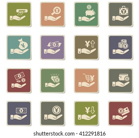 hand and money web icons for user interface design
