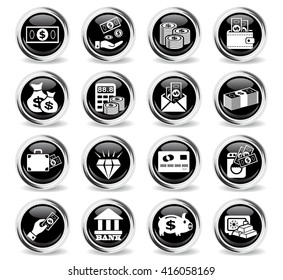 hand and money web icons for user interface design