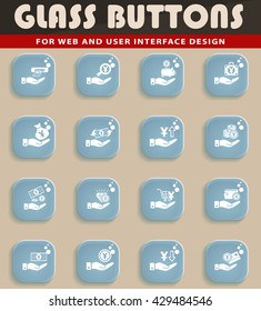 hand and money web icons for user interface design