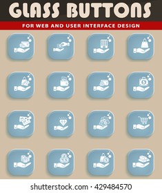 hand and money web icons for user interface design