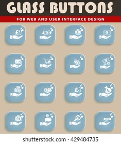 hand and money web icons for user interface design