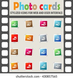 hand and money web icons for user interface design