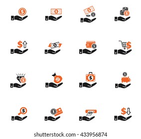 hand and money web icons for user interface design