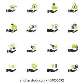 hand and money web icons for user interface design