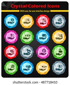 hand and money web icons for user interface design