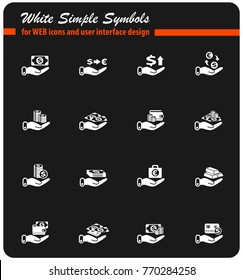 hand and money white vector icons for web and user interface design