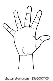 Hand in monochrome style isolated on white background. Part of body symbol stock vector illustration.