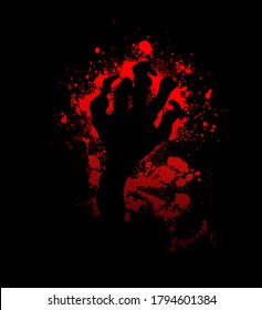 Die Hand des Monsters. Blutflecken. Vektorgrafik