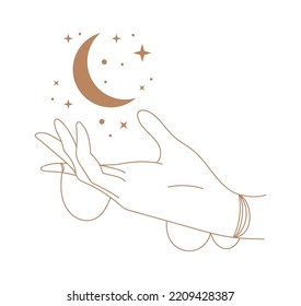 Ilustración de Hand con el boho lunar