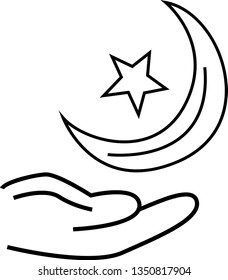 hand with moon and star flat icon