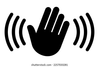 Hand motion sensor vector pictogram on white background