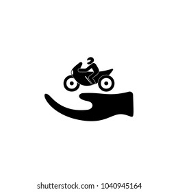 hand and motorcyclist icon. Elements of insurance icon. Premium quality graphic design. Signs and symbol collection icon for websites, web design, mobile app, info graphics on white background