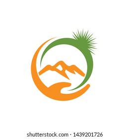 hand and a mountain logo template