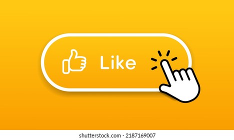 Hand mouse cursor click yellow approve, appreciate, like button or sign for website, mobile app, UI.