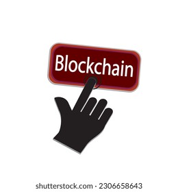 Hand Mouse Cursor Clicks the block chain button vector design 