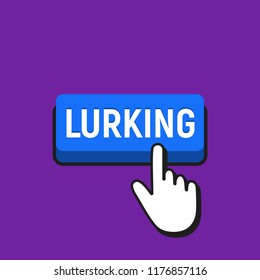 Hand Mouse Cursor Clicks the Lurking Button. Pointer Push Press Button Concept.