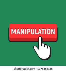 Hand Mouse Cursor Clicks the Manipulation Button. Pointer Push Press Button Concept.