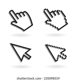  Hand mouse icon pointer. Finger click icon