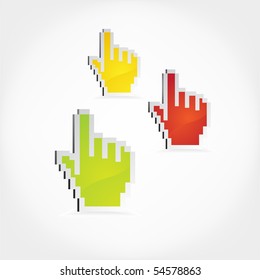 Hand mouse pixel icons.
