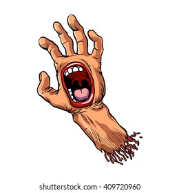 hand with mouth cartoon