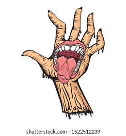 Hand with mouth cartoon vector vector, illustration cartoon