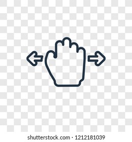 Hand Move concept vector linear icon isolated on transparent background, Hand Move concept transparency concept in outline style