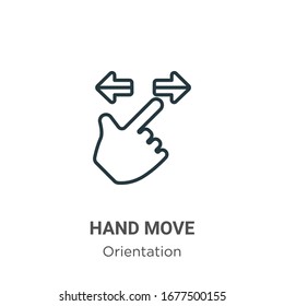 Hand move outline vector icon. Thin line black hand move icon, flat vector simple element illustration from editable orientation concept isolated stroke on white background