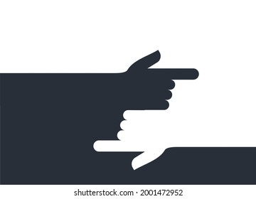 Hand movement in different directions. Alternative choice, possibilities. Vector icon isolated on white background.