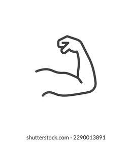 Hand muscle line icon. Arm biceps linear style sign for mobile concept and web design. Strong hand outline vector icon. Gym symbol, logo illustration. Vector graphics