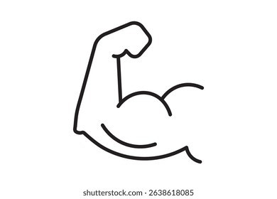 
Hand muscle line icon. Arm biceps linear style sign for mobile concept and web design. Strong hand outline vector icon. Gym symbol, logo illustration. Eps 10