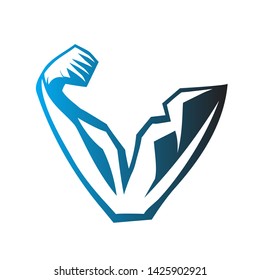 Hand muscle V fitness gym logo design inspiration