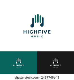 Hand Music High Five Creative Care Logo Ilustración de Vector