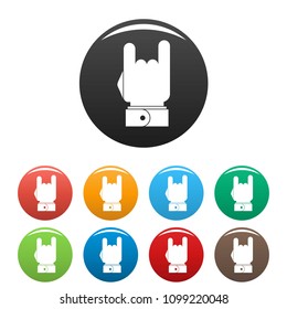 Hand music icon. Simple illustration of hand music vector icons set color isolated on white